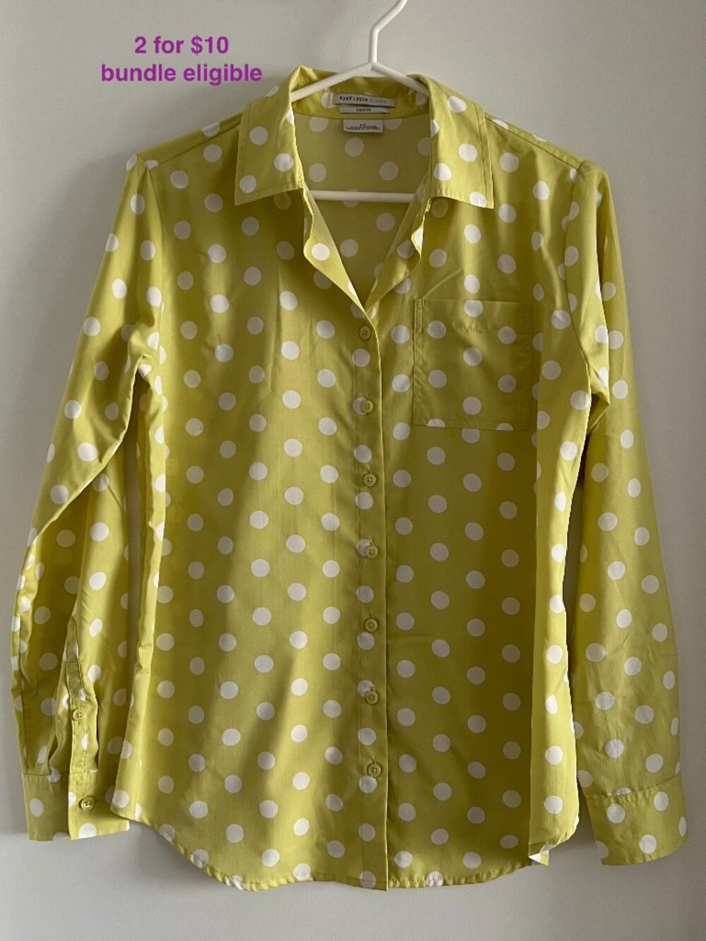 Van Heusen Studio Chartreuse Polka Dot Shirt Easy Fit S